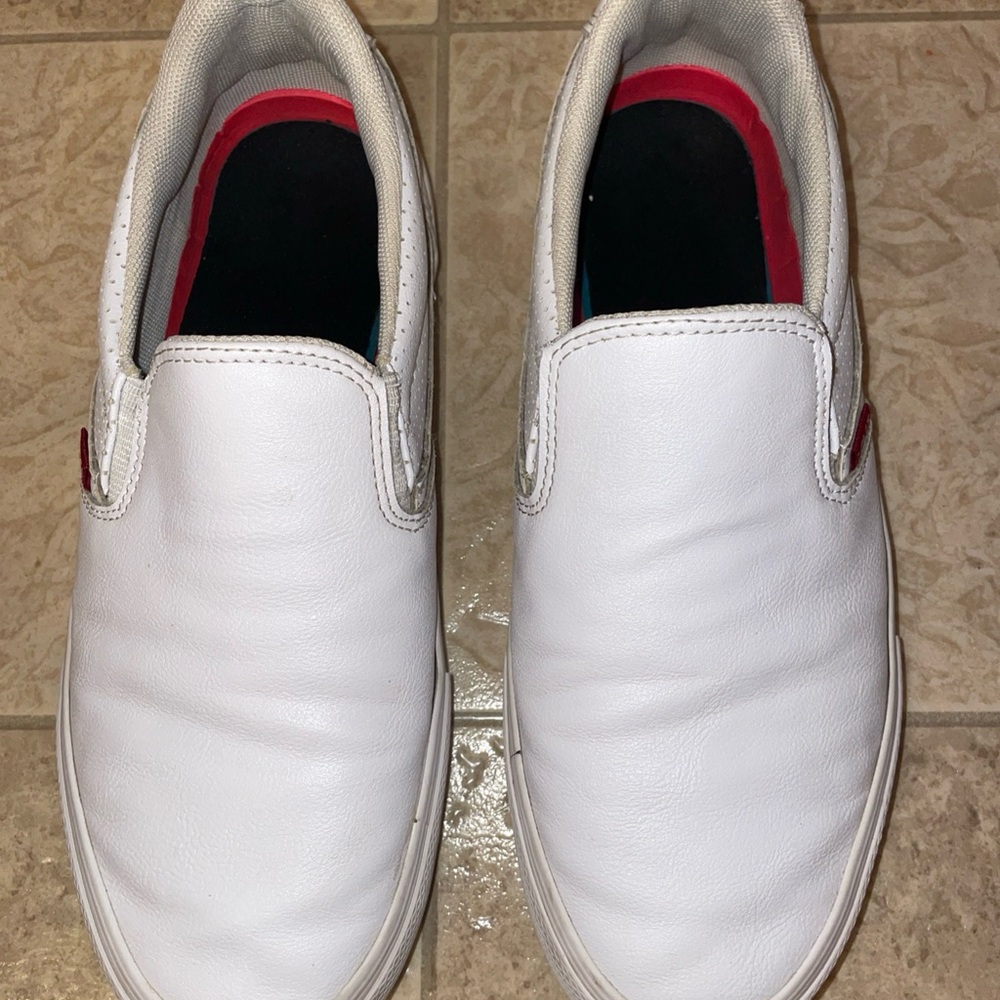 Levi's White and Red Slip-On Loafers